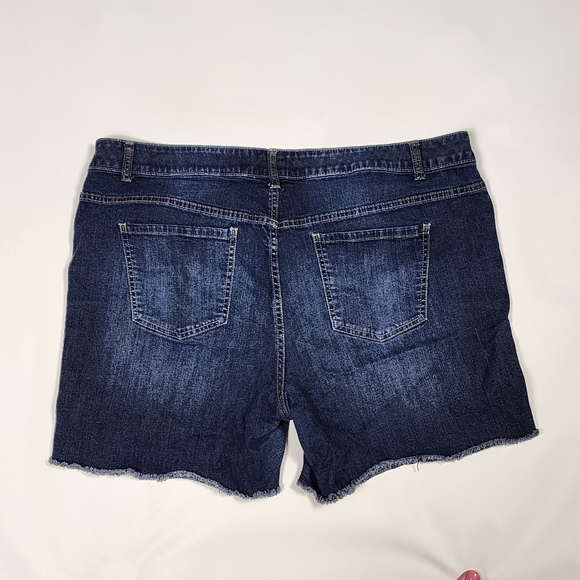 Lane Bryant Cutoff Shorts Plus Size 22 Distressed Blue Jean Denim Dark Wash - Picture 10 of 10